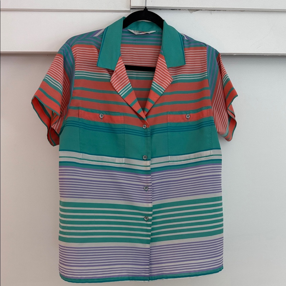 Vintage Colors That Fit Striped Button-Up Shirt